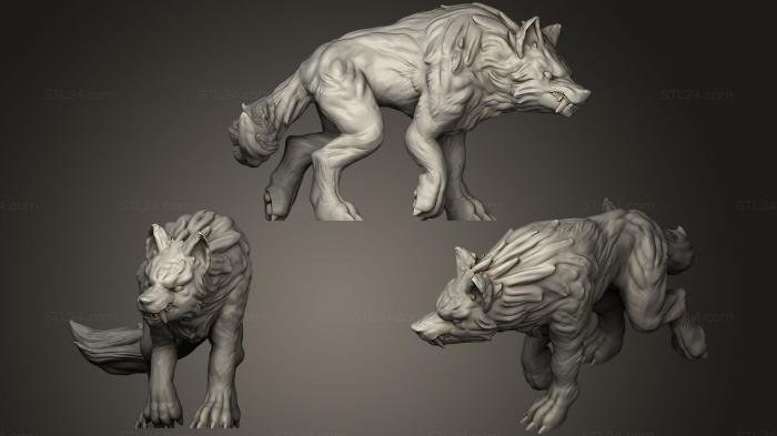 Animal figurines (Muscle Wolf, STKJ_1204) 3D models for cnc